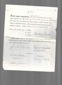 Kosken kappelin  Hätäapu warastosta olen minä lainaksi saanut  ... 1904  asiakija firmalomake