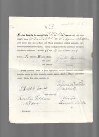 Kosken kappelin  Hätäapu warastosta olen minä lainaksi saanut  ... 1904  asiakija firmalomake