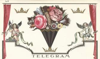 Telegram, 1926 - sähkösanoma  taiteilija Ernst Söderberg kivipaino A.Börtzells TR Sthlm