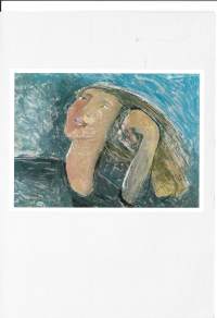 Näyttelykutsu- Juhani Vikainen / Auran Galleria 1990  - taittokortti kulkenut