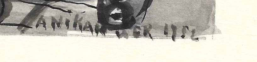 A Nikander, &quot;Hammaslääkärissä&quot; akvarelli  sign 1952  18x17  cm kehystämätön
