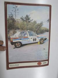 Revue du moteur Tchecoslovaque 1990 nr 11 -tsekkiläinen autoilun, moottoripyöräilyn ja moottoriurheilun lehti, mm. artikkelissa Carlos Sainz &amp; Juha Kankkunen