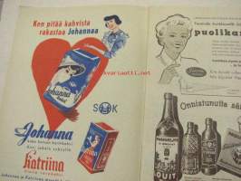Kotiliesi 1950 nr 16  Elokuu 1950 - Vihti -Kallela kanala artikkeli kuvineen, Verraton sauna v 1950, Etikkasäilykkeitä, Ami-Cola -mainos, Uusi asuntotuotanto...