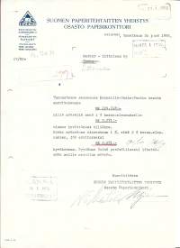 Suomen Paperitehtaitten yhdistys , Helsinki 1956  - firmalomake