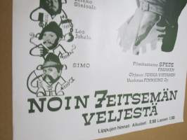 Noin seitsemän veljestä -elokuvajuliste, Filmituotanto Spede Pasanen, osissa mm. Danny, Vesa-Matti Loiri, Veikko Sinisalo, Simo Salminen, ym. HUOMAA VAURIOT