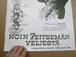 Noin seitsemän veljestä -elokuvajuliste, Filmituotanto Spede Pasanen, osissa mm. Danny, Vesa-Matti Loiri, Veikko Sinisalo, Simo Salminen, ym. HUOMAA VAURIOT