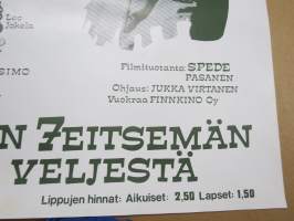 Noin seitsemän veljestä -elokuvajuliste, Filmituotanto Spede Pasanen, osissa mm. Danny, Vesa-Matti Loiri, Veikko Sinisalo, Simo Salminen, ym. HUOMAA VAURIOT