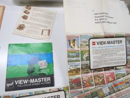 View-Master painatteita - esitteitä, tarinavihkoja, koteloita ym. erä