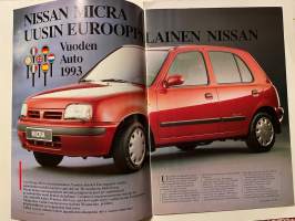 Auto uutiset 1993 nr 1 -Nissan asiakaslehti (Nissan, Chrysler), Nissan Micra, Nissan Primera XE