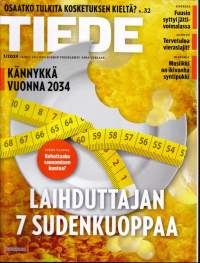 Tiede N:o 1/2024. Kännykkä vuonna 2034. Osaatko tulkita kosketuksen kieltä? Laihduttajan 7 sudenkuoppaa. Kohottaako saunominen kuntoa? Tervetuloa viearslajit.