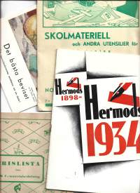 Hermods korrespondens kirjeopiston materiaalia 1934  yht  4 kpl