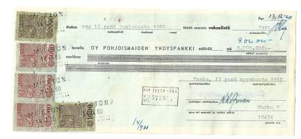Vekseli 9  miljoonaa mk veromerkit  3x5 000 ´2000+1000 mk 1960