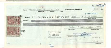 Vekseli 5 miljoonaa mk veromerkit  2x5000 mk 1960