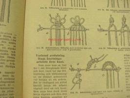Knytningsarbeten till fransar, bårder, väskor, dekorationer, kuddar mm. (bilaga till Aller´s mönster-tidning nr 7)