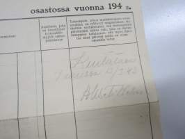 Ote sakkoluettelosta, 4.12.1942 koululainen Irma Elina Virtanen &quot;Ulkosalla liikkuminen kiellettyyn aikaan ilman lupatodistusta&quot; 30 päiväsakko yht. 150 mk -asiakirja