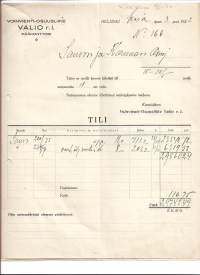 Voinvienti-Osuusliike Valio Pääkonttori Helsinki 1922 - firmalomake