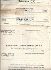 Hankkija Keskusosuusliike  materiaalia erä 1920 luku  -   firmalomake
