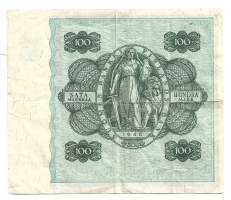 100 markkaa 1945 Litt B  seteli 2 kirjainta allek Urho Kekkonen