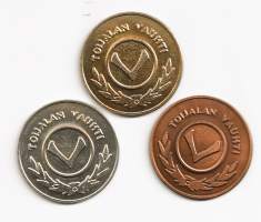 Toijalan Vauhti  mitali 45   mm - kulta, hopea ja pronssi yht 3 eril