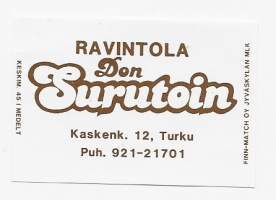 Surutoin Ravintola Turku -  tulitikkuetiketti