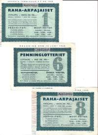 Raha-arpa    1960  1,6 ja 8 yht 3 kpl