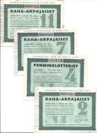 Raha-arpa    1957  2,4,7 ja 11  yht 4 kpl