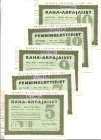 Raha-arpa    19543   5,7,9,10 ja 12 yht 5 kpl