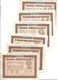 Raha-arpa    19542  2,5,8,9,11 ja 12 yht 6 kpl