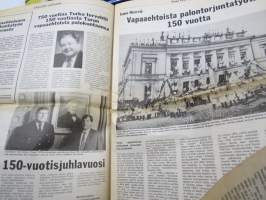 Turun VPK 150 vuotta -tabloidjulkaisu, piirrokset Osmo Omenamäki