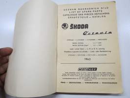 Skoda Octavia 1,1 L OHV - 1,2 L OHV 1962 List of Spare Parts, Seznam nahradnich dilu, Datalogue de pièces détachees, Ersatzteile-Katalog -varaosaluettelo