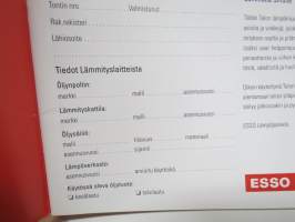 Esso - Talon lämpökirja -lämmitysasiaa &amp; lämmitysöljyn kulutuksen seurantaan tarkoitettu kirja, käyttämätön