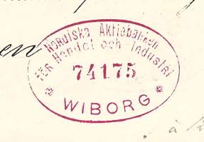 Nordiska Aktiebanken för Handel och Industri  Wiborg /Åbo vekseli Lubeck 1889