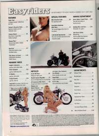 Easyriders  kesäkuu 2000. Moottoripyöriä ja tekniikka. Tapahtuma selostuksia. Tyttöjä tapahtumiss ja ajamassa pyöriä. Tyttö juliste tallella ja ehjä