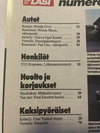 Tuulilasi 1984 nr 1 Koeajo Honda Civic, Turbo -paketti (19 sivua), Escort huolto-ohjeet, ym.