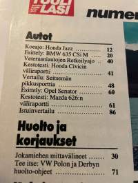 Tuulilasi 1984 nr 7 Koeajo: Uusi pieni Honda Jazz, BMW 635 CSi M, kestotesti Honda Civic ja Mazda 626, matkailuvaunu Astro 5800