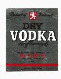 Dry Vodka  Alko - viinaetiketti 5,5x4,5 cm