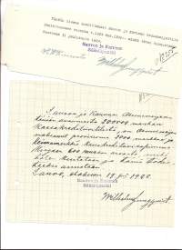 Sauvon ja Karunan Säästöpankki   Sauvo 1920  luku  kuitti   - firmalomake 2  kpl erä