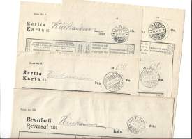 POSTIVAUNUT ja POSTILJOONIVAUNUT leimoja reversaalilla 1907 yli 30 kpl - kartta rewersaali