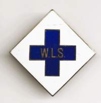 WLS  Wiipurin Lääninsairaala sairaanhoitajalukkoneulamerkki rintamerkki emali