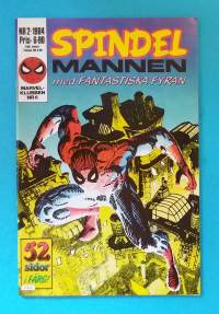 Spindelmannen nr 2 1984 - Med Fantastiska Fyran. (Sarjakuvat, ulkomaalaiset sarjakuvalehdet, sopiva keräilykappaleeksi, Hämähäkkimies, Hämis)