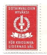 Sotainvalidien hyväksi hyväksi  15 v  - kirjeensulkija  kirjeensulkijamerkki 10kpl erä