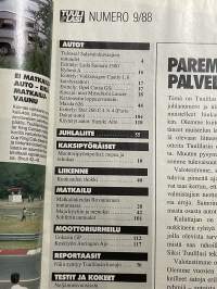 Tuulilasi 1988 nr 9, koeajo Mitsubishi Lancer GLX, 32 sivuinen juhlaextra Tuulilasi 25 vuotta