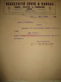 Osakeyhtiö Sovio &amp; Kangas, 24.11 1923 asiakirja