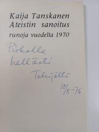 Ateistin sanoitus : runoja vuodelta 1970 (tekijän omiste)