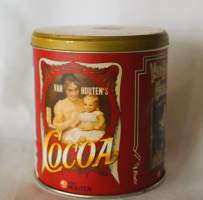 Van Houten´s Cocoa  tyhjä tuotepakkaus peltiä 10x9 cm ennen viivakoodia