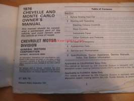 Chevrolet ChevelleMonte Carlo Owner`s manual  - 1976