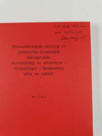 Humanbiologisk testning av proteinrika livsmedels näringsvärde. Användning av aminosyra - förändringar i blodplasma efter en måltid (signeerattu, tekijän omiste)