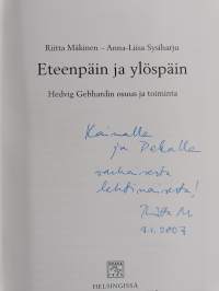 Eteenpäin ja ylöspäin : Hedvig Gebhardin osuus ja toiminta (signeerattu, tekijän omiste)