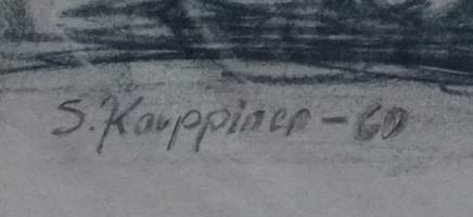 Sievä Kauppinen, malli hiilipiirros sign 196942x55 cm kehystämätön