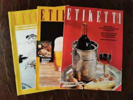 Etiketti 1/1994, Etiketti 3/1994, Etiketti 4/1998. Alkon asiakaslehti